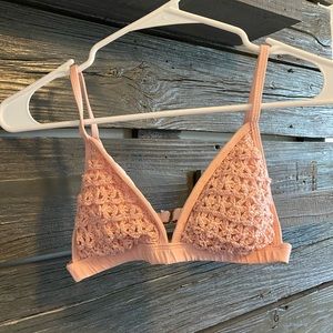 Peach knitted bikini top